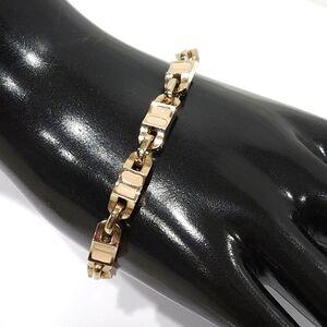Vintage Dior Bracelet Gold Tone Chain Fancy Link Cream Enamel Signed Chr. Dior